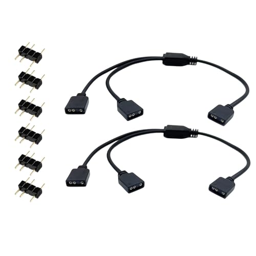 SHAOYAYAZHANG 2-Pack ARGB Extension Cable,5V 3 Pin Addressable Female to Female RGB Extension Cable for Computer Chassis Fans/ARGB LED Lights, 11.8 Inches (1-2)