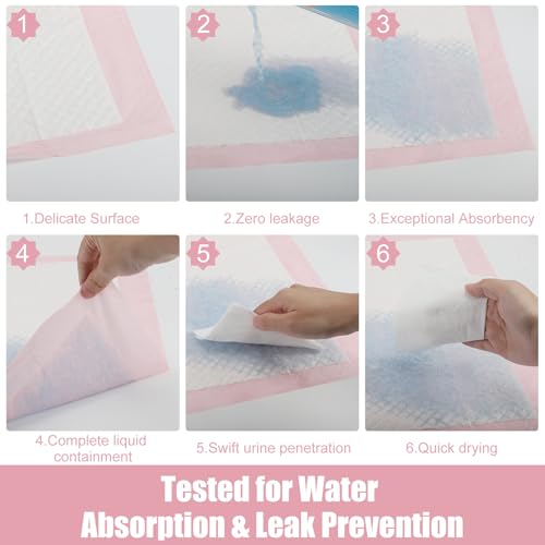 Image of 50 Pcs Disposable Changing Pads, 24 x 18 Inch, Pink, Small | Disposable Puppy Pads, Puppy Training Pads, Super Absorbent Potty Pads, Leak Proof Pet Training Pads for Puppies Cats Rabbits