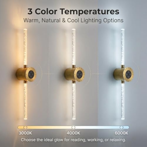 Image of Battery Operated Wall Sconces Set of 2, 8000mAh Rechargeable Wall Lights with Touch /Remote Control, Gold LED 360Rotate Wireless Wall Scone for Living Room,Bedroom,Hallway, 22.5 Inch