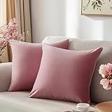 QUORGVES Dusty Pink Pillow Covers 18x18 Inch Pack of 2 Rose Coral Pink Throw Pillows for Couch Living Room Bed Bedroom Soft Velvet Square Throw Pillow Cover 18 x 18 Set of 2