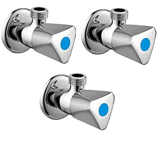 HOME13 Premium Quality Stainless Steel Prime Angle Valve Tap Chrome Plated Cock Faucet for Bathroom,Kitchen,Geyser,Toilet (Pack of 3, Acura Angle)