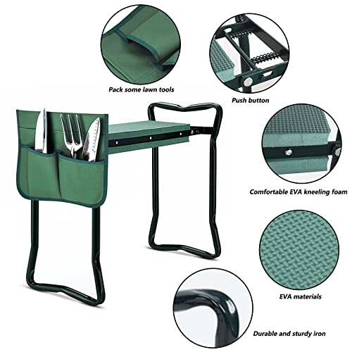 YSMN Garden Kneeler Seat Gardening Stool Garden Bench Foldable Portable Garden Knee Stools with Tool Bag Pouch Soft EVA Foam Kneeling Pad - Image 5