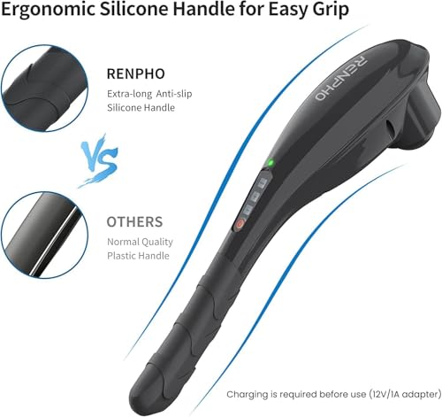 image for RENPHO Rechargeable Handheld Back Massager, Cordless Electric Neck Mas
