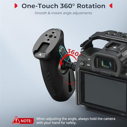 Image of SMALLRIG Push-Button Rotating Side Handle with NATO Clamp, for Left and Right Hand, 360 Rotatable Side Handle with Anti-Slip Silicone, Max. Load 15Kg