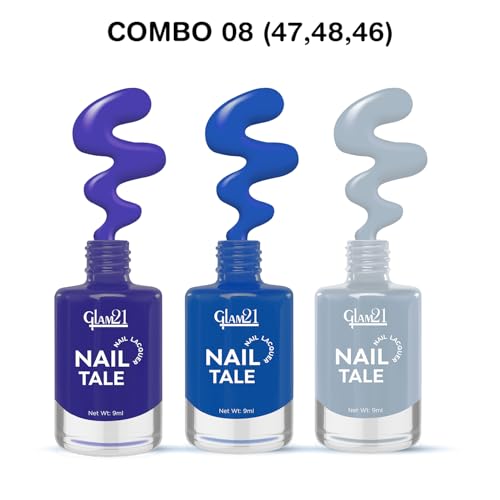 Image of Glam21 Nail Tale- Nail Lacquer|Set of 3|Multicolor|Quick Drying Nail Polish| Glossy Gel Finish Nail Kit | Highly Pigmented & Long Lasting | Chip Resistance|9ml Each|Shade-08