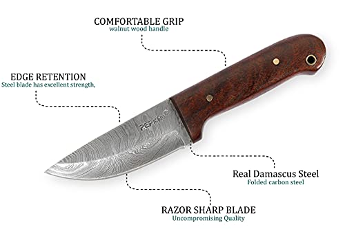 Damast Jagdmesser von Perkin Knives Individuelles Bushcraft-Messer