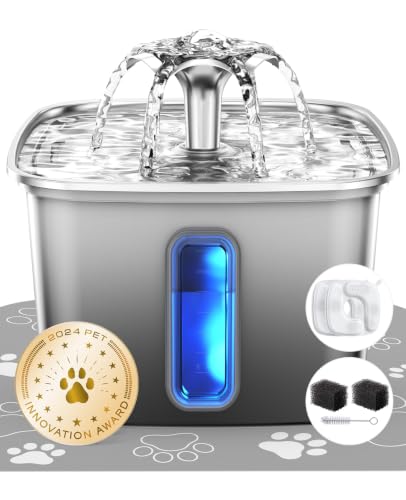 Image of Veken Innovation Award Winner Stainless Steel Cat Water Fountain, 108oz