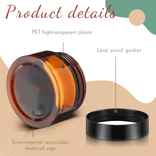 Image of Patelai 4 Pcs Plastic Jars Wide Mouth with Lids,1 Ounce,Amber