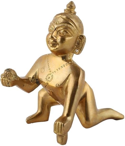Krishna Statue | Bal Gopal Idol | Lord Krishna Idol | Bal Gopal | Krishna Idol | Laddu Gopal Statue in Brass-2 Inches (Size - Small)