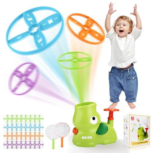 WUSUPU Juguetes Niños 2-8 Años,Juguetes de Hélice de Exterior, Juguete de Lanzador de Disco Volador,Lanzador de Discos Voladores,Disco Volador para Niños Regalo Niño 3-8 Años