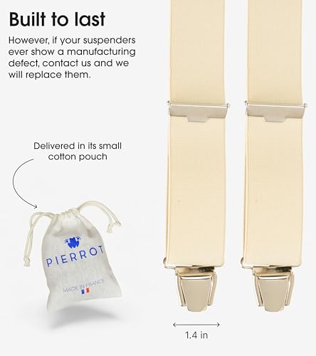 Image of PIERROT Men's Suspenders - One Size Adjustable and Elastic Suspenders for Men Trousers Heavy Duty with 4 Very Strong Clips