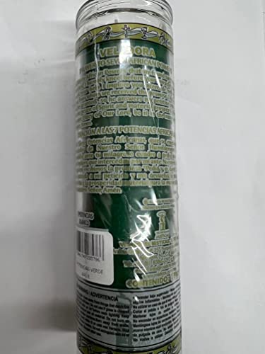 Brilux Seven African Powers (Siete Potencias Africanas) Unscented Green Pillar Candle In Glass thumb #1