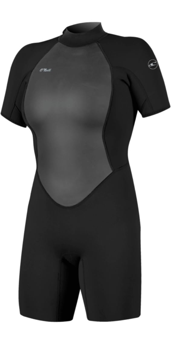 2026 O'Neill Donne Reactor-2 2mm Back Zip Shorty Tuta Neoprene 5043B - Black/Black