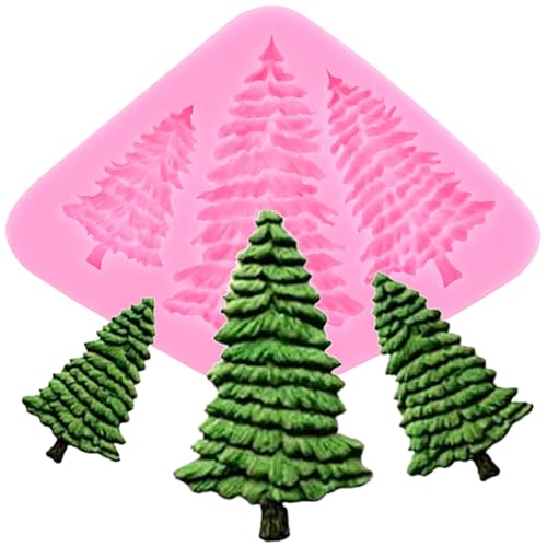 YIHUOMOLDS Christmas Tree Cake Fondant Molds Tree Silicone Mold for Cake Decoration Cupcake Topper Chocolate Candy Gum Paste Polymer Clay