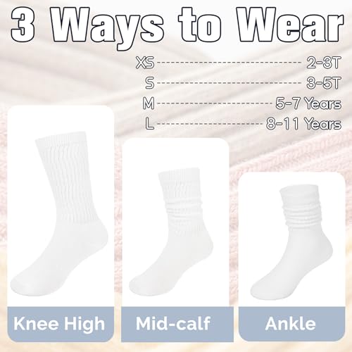 Zando Girls Slouch Socks for School Uniform Toddler Knee High & Ankle Socks for Girls Kids Long Tube Cotton Stockings3