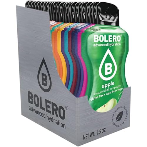 Paquete de presentación Bolero Drinks STICKS MIX 24x3g | Polvo de bebida refrescante sin azúcar endulzado con stevia | Vitamina C | Apto para diabéticos | Saludable para la familia y amigos