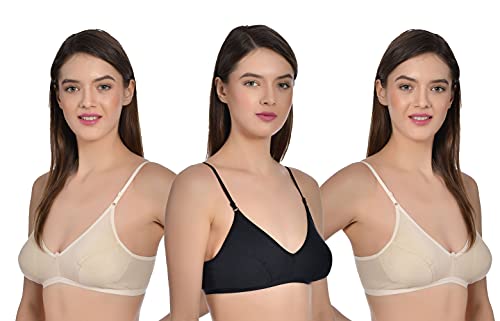 Image of Aimly Women's Cotton Non-Padded Non-Wired Low Coverage Regular Bra Pack of 3