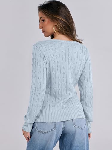 Image of ANRABESS Women's Cable Knit V Neck Fitted Sweaters
