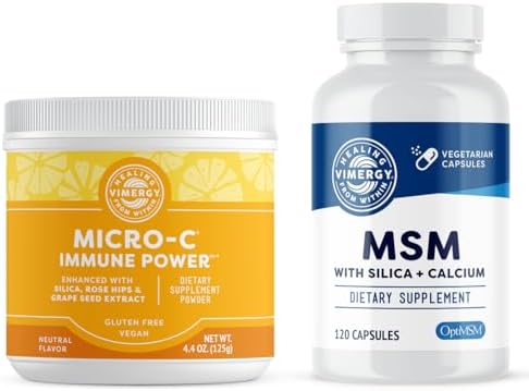Vimergy Skin Potion Kit – Micro-C Immune Power(TM) (125g) and MSM (120 Capsules) – Skin, Hair & Nail Support + Collagen + Immunity – Vegan, Paleo, Gluten-Free, Kosher – Pure, Potent Daily Supplements