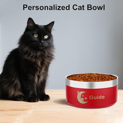 EinzigGeschenk Hundenapf Personalisiert, Personalisierte Metall Katzen- und Futternapf Hund & Wassernäpfe Mit Gravur Namen für Haustiere Geschenke, 10 Farben, 5 Größen (740 ML)