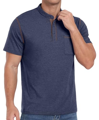 Image of Sailwind Mens Henley Shirts Short Sleeve Summer Casual Classic Cotton T Shirts Pocket Button Shirt