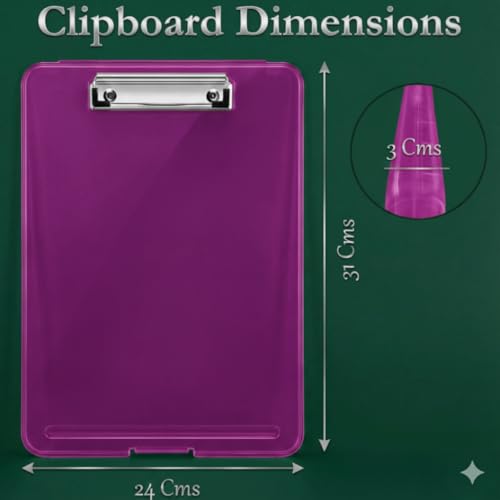 Image of Yajnas A4 Size Clipboard with Storage Box | 180 Foldable Exam Pad & Writing Board | Heavy Duty Plastic File Folder with Pen Holder & Paper Storage for Students, Office & Field Use (Magenta)