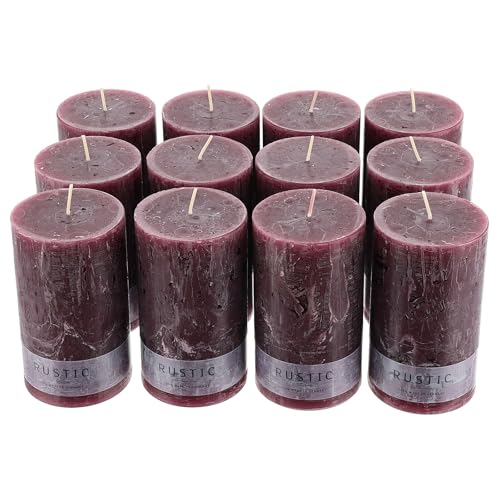Purple Candle, Rustic Finish, Set of 12, 140x80 mm