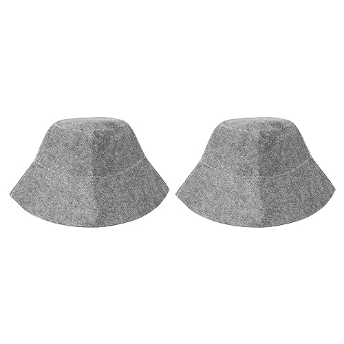 Dioche 2PCS Sauna Hats Comfortable Water Absorption Breathable Felt Shower for Bath Accessories Gray, Hair