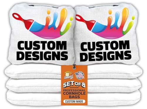 Cornhole365 Stick & Slide Custom Cornhole Bags - Personalized Dye-Sub Duck Canvas, Pellets Resin Filling, Double-Stitched, Durable & Weather-Resistant - For Beginner to Pro Cornhole Players - Set of 8