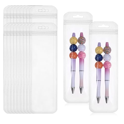 Image of 100 Pieces Pen Packaging Bags Pen Bags for Packaging Clear Pen Bag for Bead Pens Resealable Zipper Pouch Bag for Packaging Lipgloss, Jewelry, Cosmetic,Candy 2.8 x 8.7 Inches