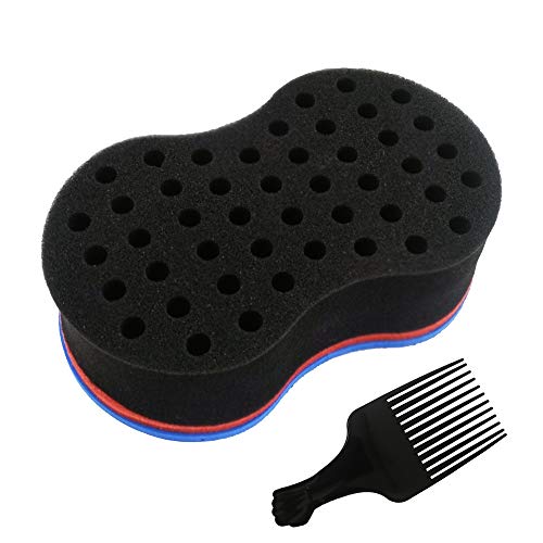 Magic Twist Hair Sponges - Twist Sponge, Small Holes Sponge Brush for Hair,Afro Hair Sponge for Curls with 6.4 Inch Free Hair Pick Comb(1 Pack)
