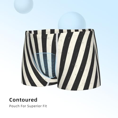 Boys' Cotton Boxer Brief Soft Underwear-Black And White Thick Stripes4