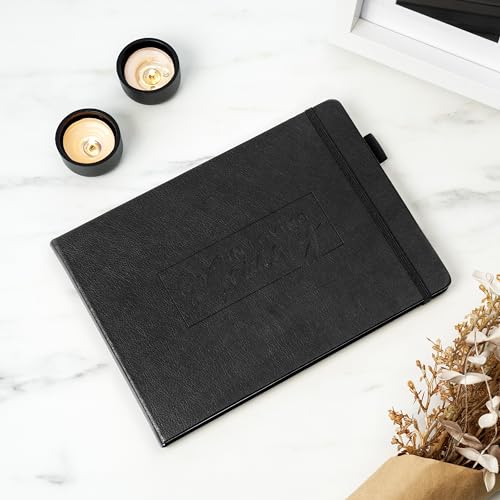 Image of Clever Fox Funeral Guest Book for Memorial Service w /Address, Black