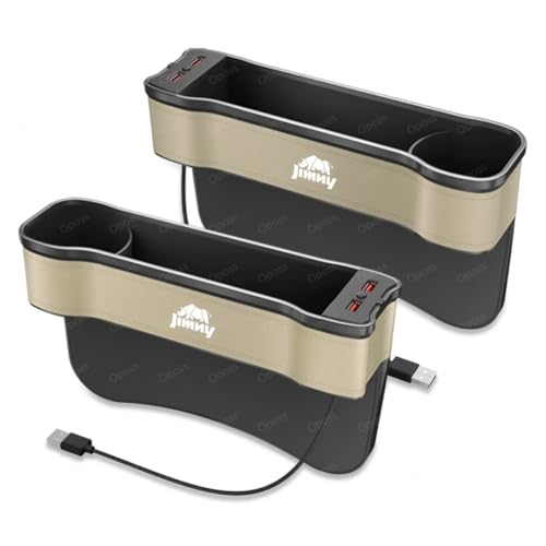 ジムニー 車シート隙間 収納 シートサイドポケット 5色 雰囲気ライト デュアルUSBポート スーパー急速充電器 ジムニー JB64 JB74 車用 収納ボックス 隙間ポケット 携帯電話 現金 カード の収納 小物入れ アクセサリー(運転席用と助手席用/2