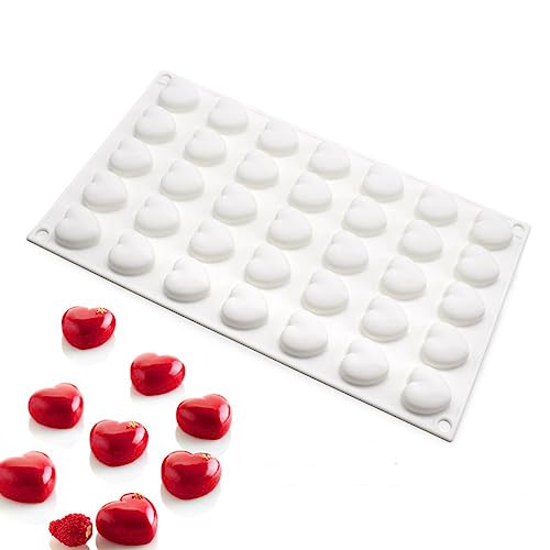 Recopilación de Moldes con formas al mejor precio. 50 Mini molde de silicona con forma de corazón de 35 agujeros para dulces, chocolate, pasteles, bandeja de hielo, accesorios de cocina seguros para alimentos (corazón amante B_11.8...