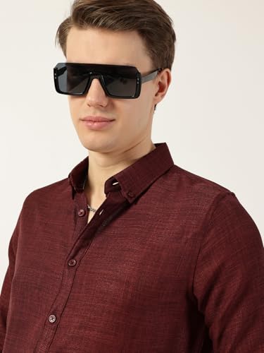 Image of Thomas Scott Men's | Solid | Full Sleeve | Regular Fit | Polyester | Button Down Collar | Casual Shirt