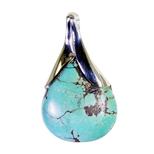Pendentif turquoise RIYO argent 925 réglage lunette bijoux femme poire