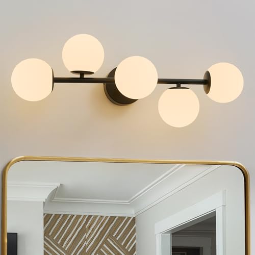 Image of Modern Bathroom Vanity Light Fixtures,LED Matte Black Wall Sconce Lighting
