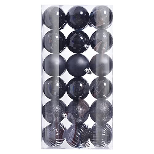GPAHRRDNIJ 36PCS Christmas Tree Ornaments, Shatterproof Ball Decorations Glitter PVC Plastic Hanging Balls for Holiday Wedding Wreath Party Decorations (Black)