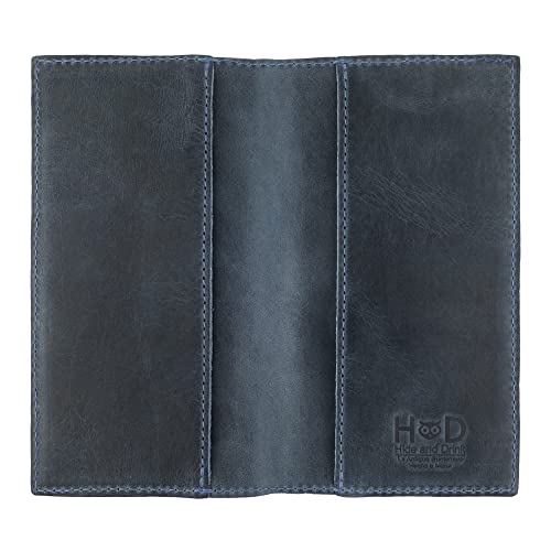 Image of Hide & Drink, Checkbook Cover, Minimalist Organizer for Personal or Business Finances, Bill Holder, Full Grain Leather, Handmade, Slate Blue