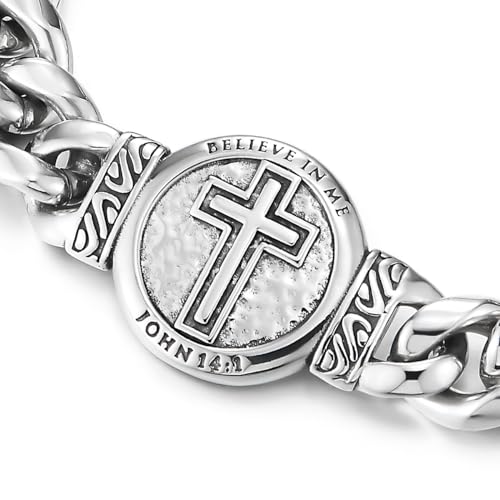 Pulsera de acero inoxidable con cruz masculina miniatura 3