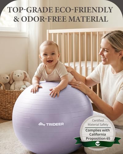 Image of Trideer Exercise Ball, Stability Yoga Ball for Physical Therapy, Active Sitting, Pregnancy & Birth Labor Prep, Core Strength, Balance Training, Posture Improvement and Daily Stretching, 55 /65 /75cm