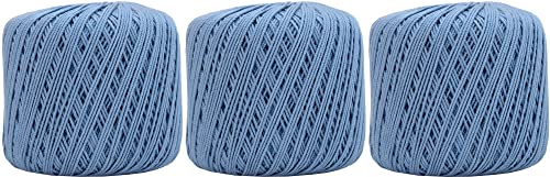 Image of ThreadArt 100% Cotton Crochet Thread Size 3, 3 Ball Pack, Slate Blue 28 | Soft pure cotton crochet thread for lace, doilies, amigurumi and crafts. Smooth finish with crisp stitch definition.