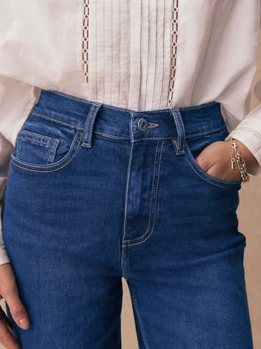 Image of KOTTY Women's High Rise Wide Leg Jeans|Cotton Blend Straight Fit Denim|Trendy Comfortable Casual Wear