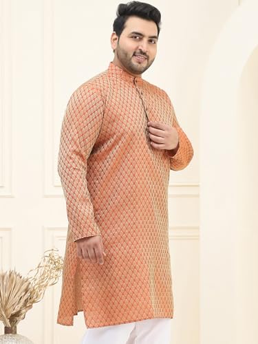 Image of SOJANYA Plus (Since 1958) Men's Cotton Linen Foil Printed Only Long Kurta