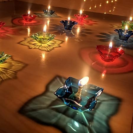 LEMBOSE Reflected Shadow Floating Transparent Diwali Diya Set Lantern Candle Panti Oil Lamps for Diwali Puja Room Decoration Item Gift Plastic Diya Set of 12 (Multi Design Shape) (B0CJJQP2MN) Amazon Price History, Amazon Price Tracker
