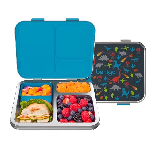 Image of Bentgo Kids Prints Stainless Steel Leak-Resistant 3-Compartment Lunch Box