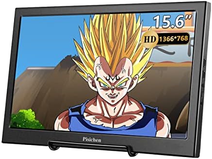 Pisichen 15.6 Inch Portable Monitor, HD 1366×768 TN Gaming Monitor, 60Hz, 5ms, USB/HDMI Inputs, Built-in Speakers, External Screen for Laptop PC Computer PS3 Raspberry Pi Xbox Ones