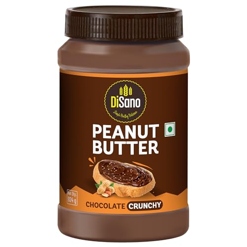 Image of DiSano Chocolate Peanut Butter Crunchy, 924g, 23g Protein, Roasted Peanuts and Rich Cocoa, Zero Cholesterol & Trans Fat, Ideal for Pre & Post-Workout, Healthy Spread for Breakfast & Snacking