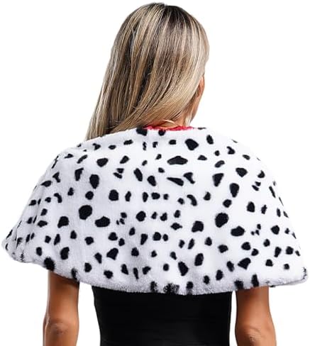 Renvena Damen Kunstpelz Schal Dalmatiner Muster - Weiß Schwarz Stola